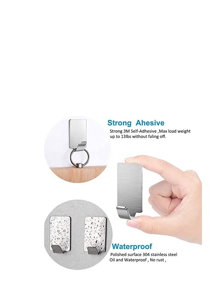 erorex Adhesive Hooks Heavy Duty Wall Hangers Hooks Waterproof Stainless Steel Towel Hanger Holder Stick on Hooks for Hanging Kitchen Bathroom Home 8 Packs - Image 4