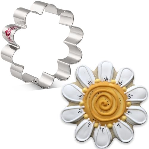 LILIAO Daisy Flower Cookie Cutter - 3.1 x 3.3 inches - Stainless Steel - Image 1