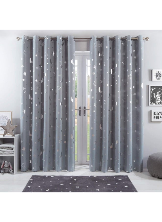 موثوقية التنبؤ ستائر تعتيم رمادية 100٪ ستائر تعتيم رمادية اللون لغرفة نوم الأطفال، ستائر ستائر ستائر نافذة ذات طابع فضائي مظلم لغرفة نوم الأطفال الرضع - Image 1