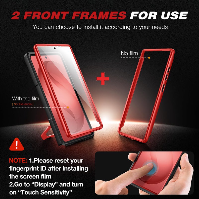 TONGATE Magnetic Stand for Samsung Galaxy S26 Ultra Case, Compatible with Magsafe, [Camera Cover & 2 Front Frames][Military Drop Protection] S26 Ultra Case Built-in Screen Protector & Belt Clip, Red - Image 5