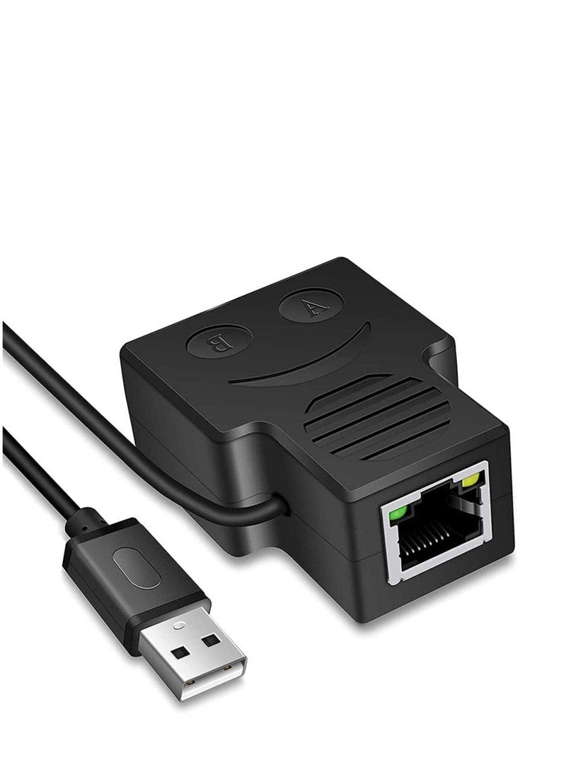 Excefore - Ethernet Splitter 1 to 2, 100Mbps Ethernet Splitter, RJ45 Network Male to Female Adapter (Power Supply Required), Suitable for Cat 5/6/7/8 Cable - Image 1