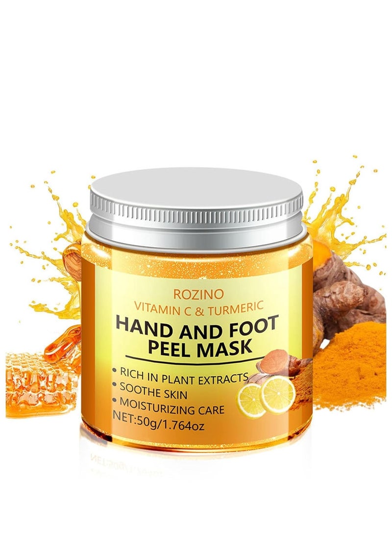 Rozino Vitamin C & Turmeric Hand and Foot Peel Mask, Hydrating Peel Off Hand Wax Mask Nourishing Exfoliating Repair Dry Rough Cracked Skin Hands Care, Exfoliating Hand Peeling Mask for Men & Women  - Image 2