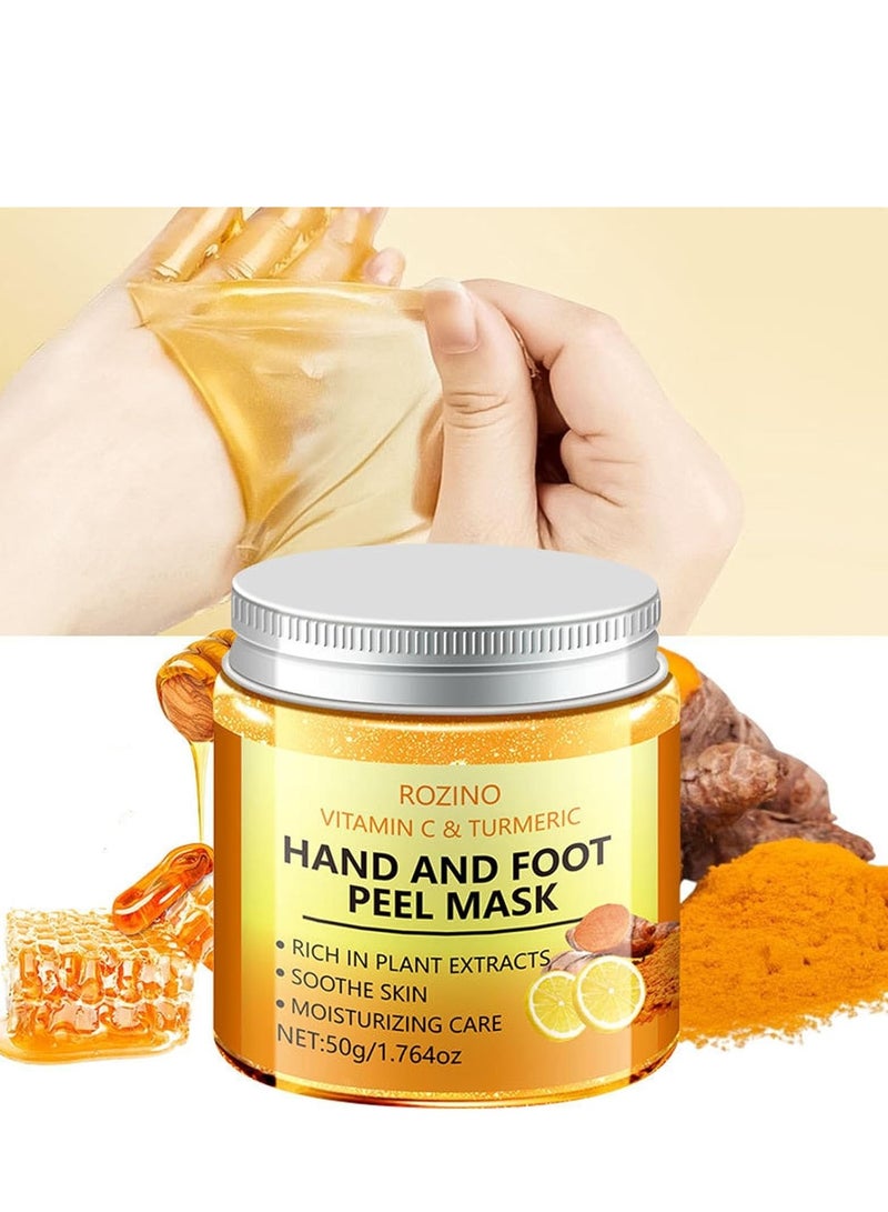 Rozino Vitamin C & Turmeric Hand and Foot Peel Mask, Hydrating Peel Off Hand Wax Mask Nourishing Exfoliating Repair Dry Rough Cracked Skin Hands Care, Exfoliating Hand Peeling Mask for Men & Women  - Image 1