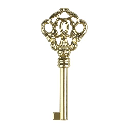 VIDABTE KYF-2 Solid Brass Reproduction Skeleton Key,Antique Brass Skeleton Key fits Most of Sligh, Pearl, Colonial and Seth Thomas Clocks - Fancy, Vintage and Old Furniture (1 pcs) - Image 1