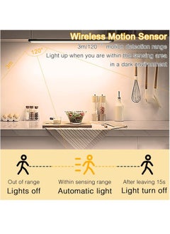 ULHYC Motion Sensor Closet Lights, 3-Color Dimming LED Rechargeable Night Light/ Magnetic Closet Light/ Wireless Light for Kitchen， Staircase, Wardrobe, Study Light (Black) 300MM  - Image 3
