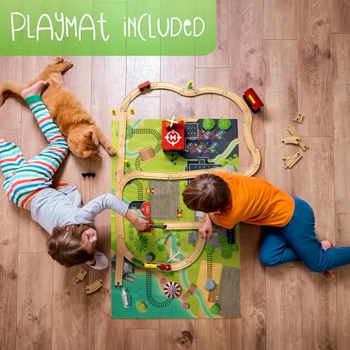 KipiPol Wooden Train Tracks Set - 52 pcs+Bonus Railroad Map –Compatible W All Major Wooden Railway Toy Brands Including: Thomas The Train Track Set, Brio Train, Melissa and Doug Train Set for Kids 3+ - Image 3