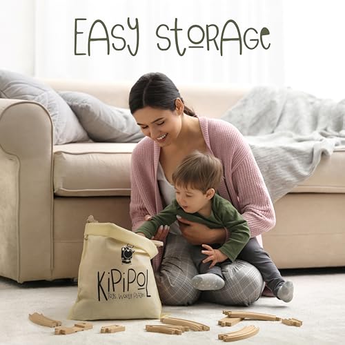 KipiPol Wooden Train Tracks Set - 52 pcs+Bonus Railroad Map –Compatible W All Major Wooden Railway Toy Brands Including: Thomas The Train Track Set, Brio Train, Melissa and Doug Train Set for Kids 3+ - Image 5