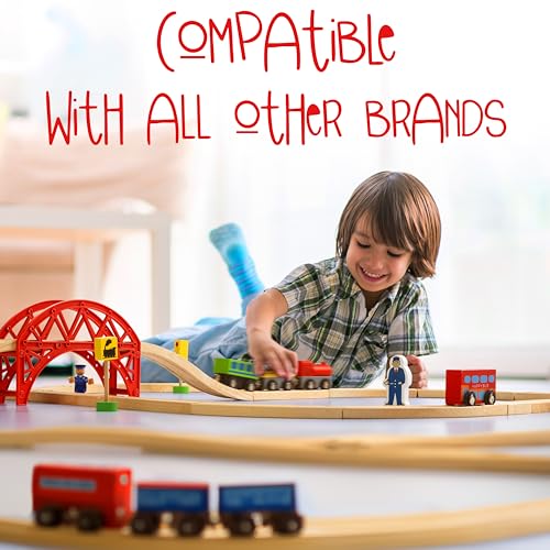 KipiPol Wooden Train Tracks Set - 52 pcs+Bonus Railroad Map –Compatible W All Major Wooden Railway Toy Brands Including: Thomas The Train Track Set, Brio Train, Melissa and Doug Train Set for Kids 3+ - Image 4