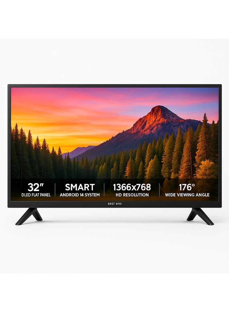 سرين شاشة سرين ٣٢ بوصة LED ‏(الموديل: SRET-32S1)، HD Ready ‏(1366 × 768) ، مزودة بمنافذ HDMI وUSB، تصميم نحيف - Image 2