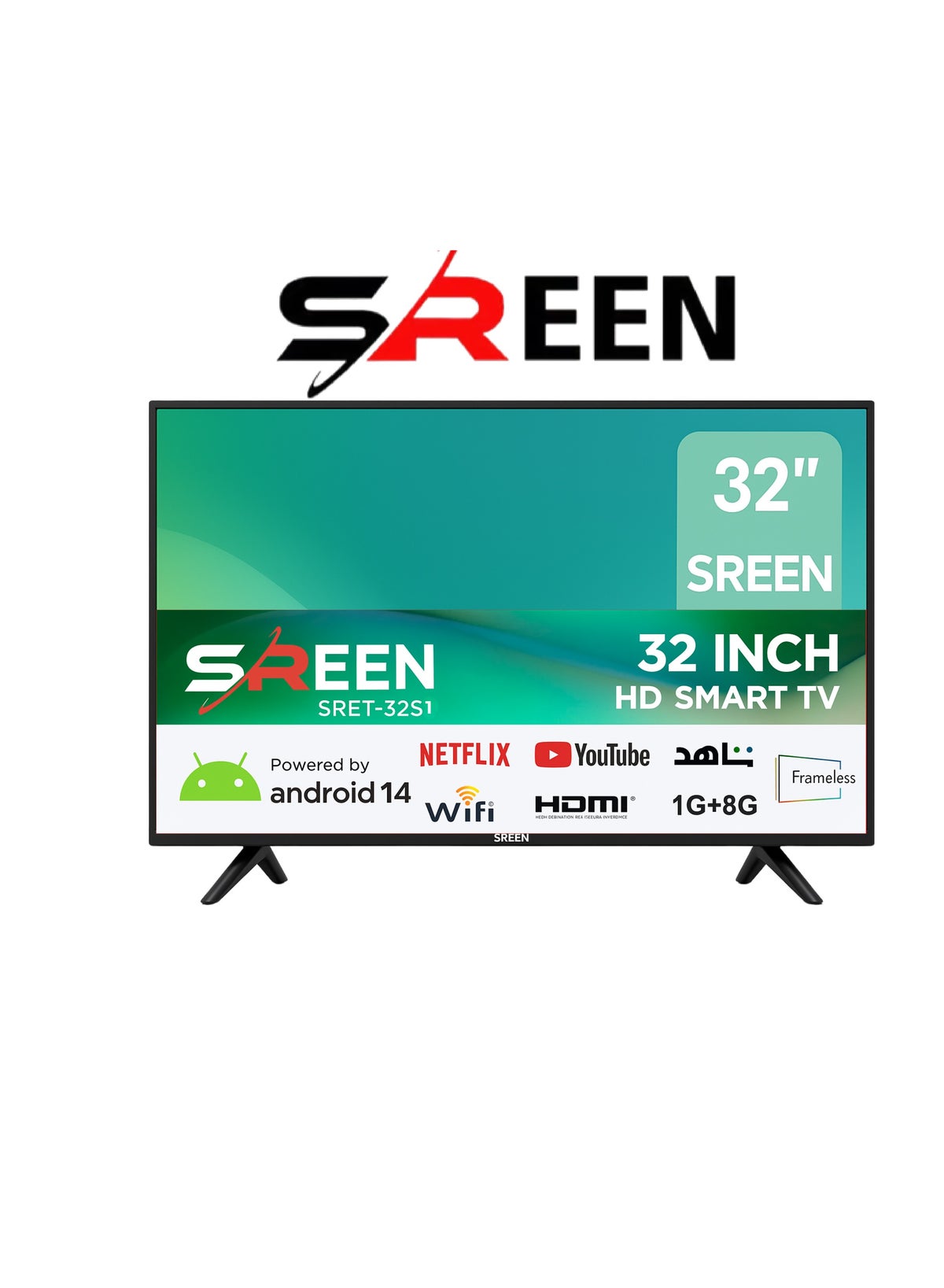 SREEN SREEN 32 Inch Smart Android 14 TV – HD Ready (1366×768 ...