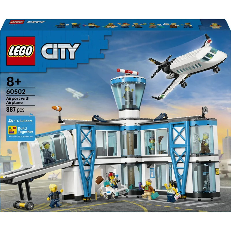 LEGO City Airport with Airplane - Toy Model Airport Set - 60502  (Age 8+, 887 Pieces)