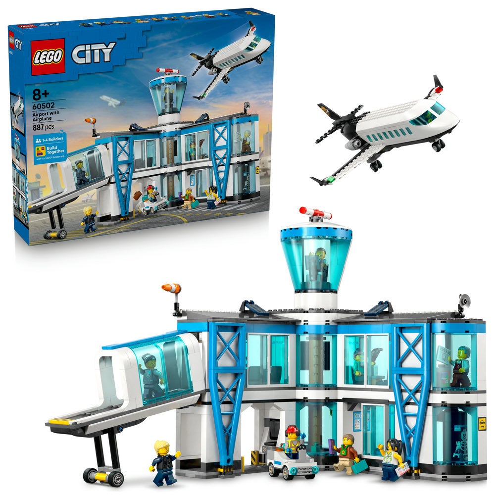 City Airport with Airplane - Toy Model Airport Set - 60502 (Age 8+, 887 Pieces)