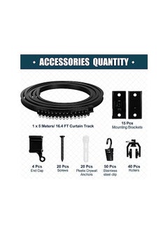 The Bros Curved Ceiling Curtain Track Bendable Moun, Room Divider Curtain Track, Flexible Bendable Ceiling Curtain Rails, for Curtain Rail Bunk Bed Bay Window Room Divider (Black,5 m/ 16.4 ft)  - Image 2