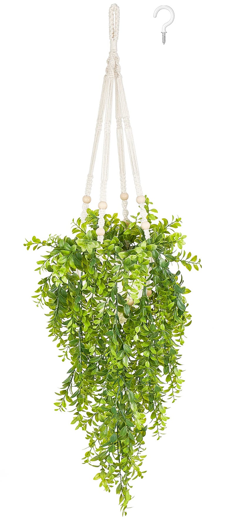 Mkono Fake Hanging Plant with Pot Artificial Plants for Home Spring Decor Indoor Macrame Plant Hanger with Fake Vines Faux Hanging Planter Greenery for Bedroom Bathroom Office Decoration