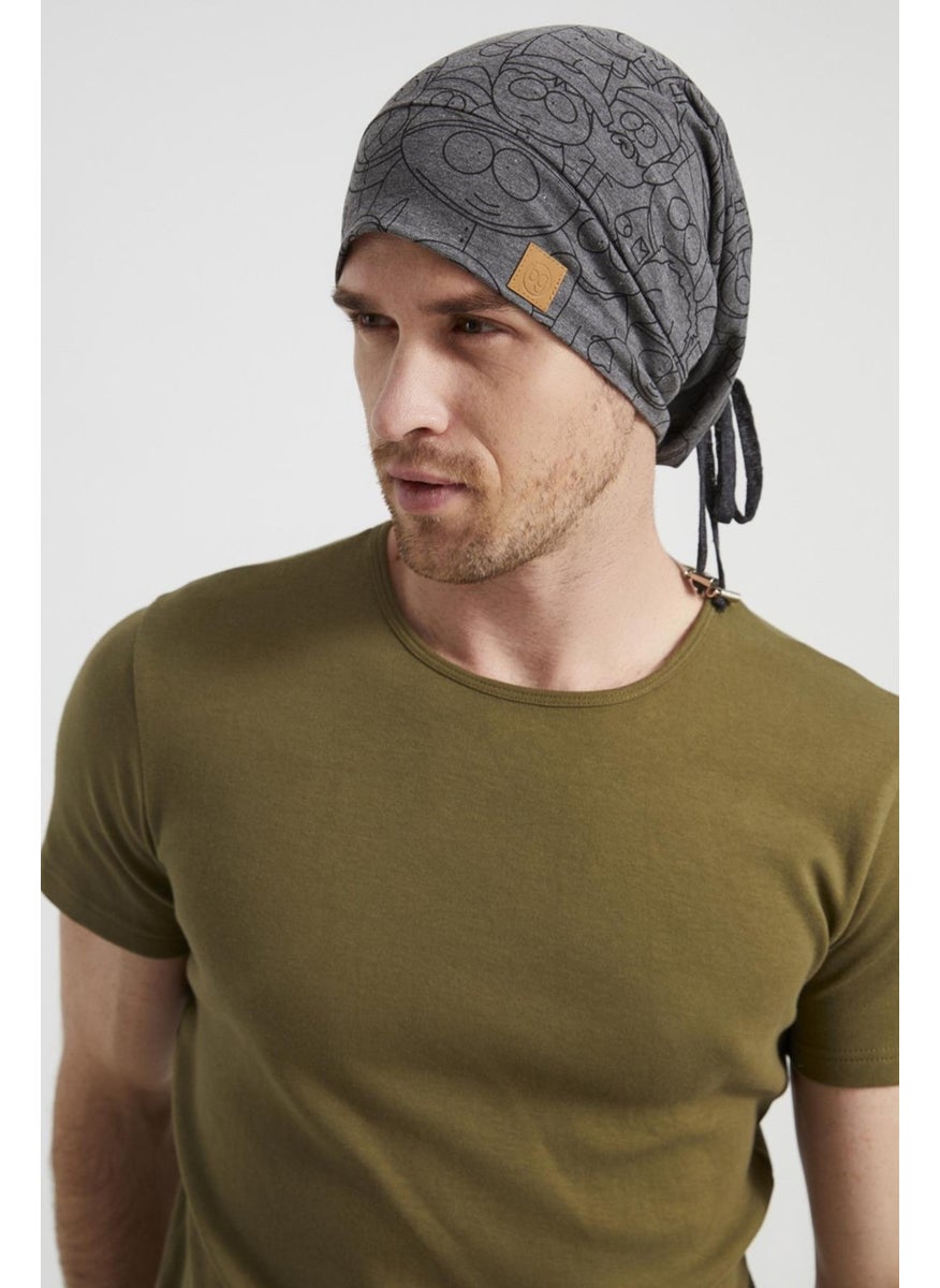 Butikgiz Men's Smoked Yarn Patterned Special Design 4 Season Hat Beret Buff Ultra Soft Combed Cotton  - Image 1