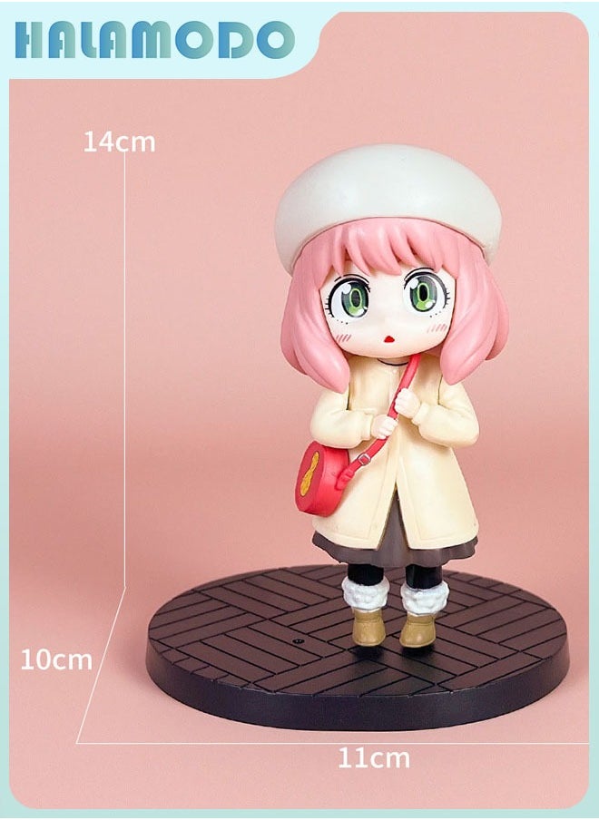 HALAMODO Spy x Family 14 cm Winter Coat Anya with Backpack Figure Model, Trendy Anime Figures, Decoration Gift  - Image 2