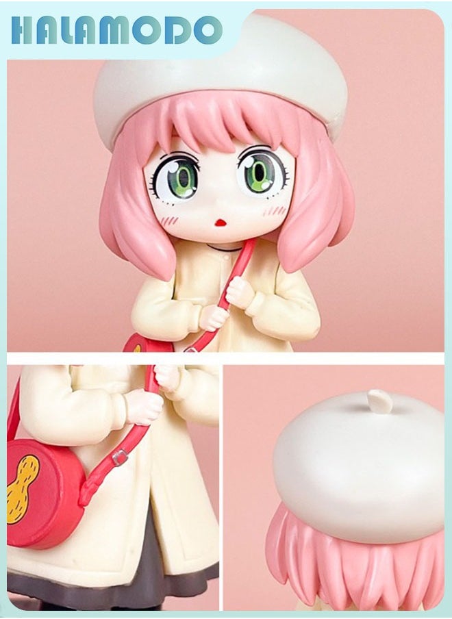 HALAMODO Spy x Family 14 cm Winter Coat Anya with Backpack Figure Model, Trendy Anime Figures, Decoration Gift  - Image 3