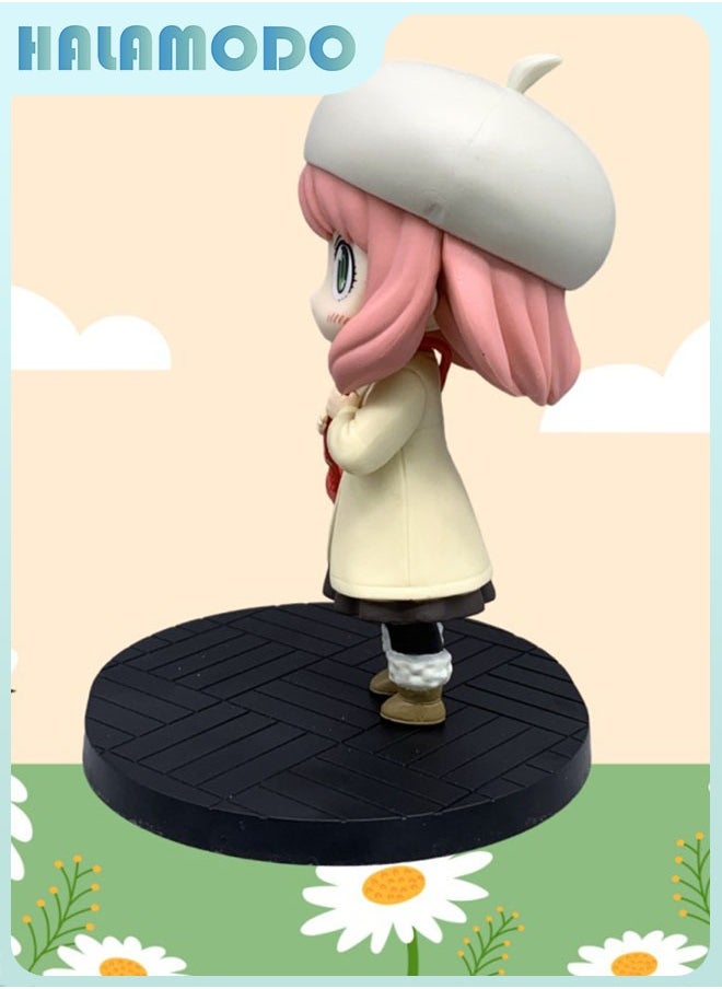 HALAMODO Spy x Family 14 cm Winter Coat Anya with Backpack Figure Model, Trendy Anime Figures, Decoration Gift  - Image 5