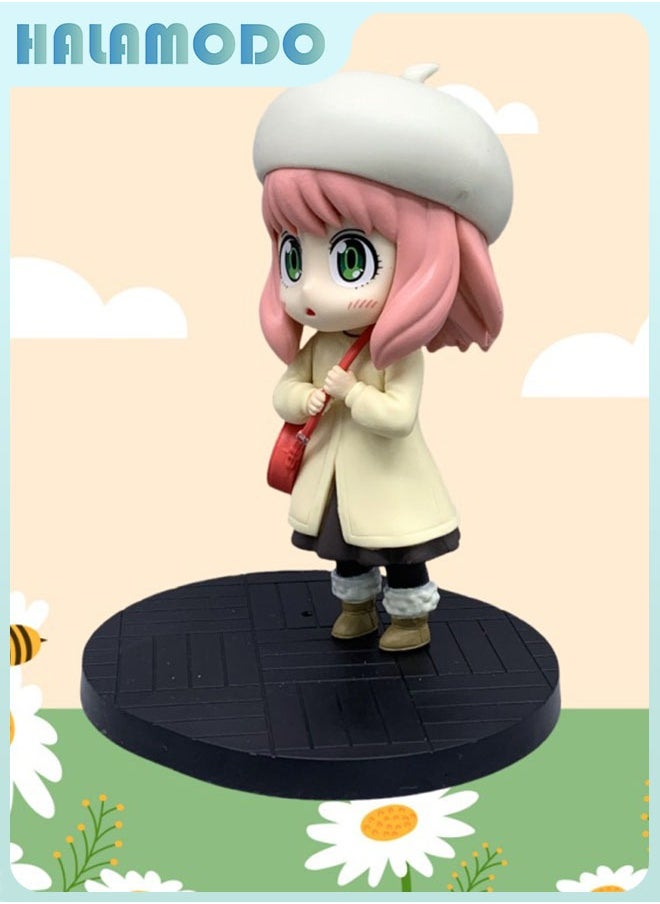 HALAMODO Spy x Family 14 cm Winter Coat Anya with Backpack Figure Model, Trendy Anime Figures, Decoration Gift  - Image 4