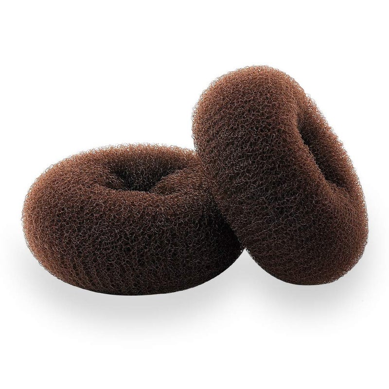 NICEMOVIC Hair Donut Bun Maker, Ring Style Bun, 2PCS Chignon Hair Increase Doughnut Shaper for Thick and Long Hair (X-Large, 4.5 Inch/Brown) - Image 1