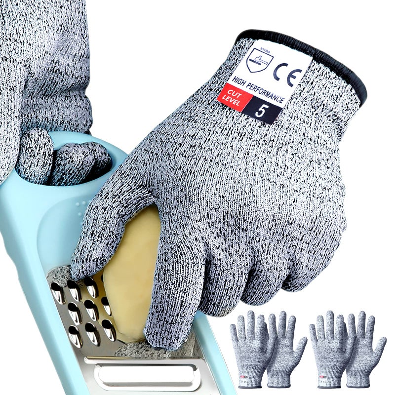 Tesuchan Cut Resistant Gloves For Kitchen Medium  2 Pairs Ambidextrous Cut Proof Gloves  Level 5 Cutting - Image 1