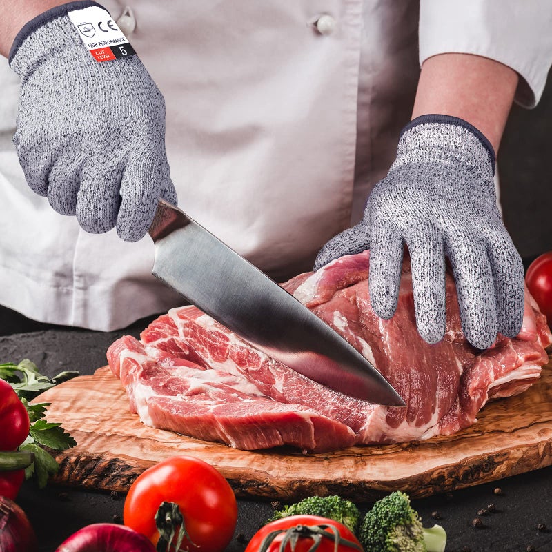 Tesuchan Cut Resistant Gloves For Kitchen Medium  2 Pairs Ambidextrous Cut Proof Gloves  Level 5 Cutting - Image 4