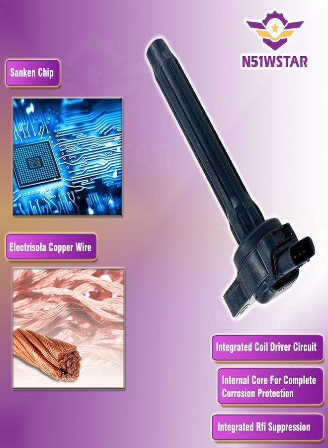 N51WSTAR مجموعة ملفات إشعال N51WSTAR (قطعة واحدة) متوافقة مع سيارات لكزس ES350، RX350، RX450H، RX450HL، تويوتا أفالون، كامري، هايلاندر، بريوس V، سيينا 3.5 لتر 2GR. إصدار جديد بديل لـ UF828 90919-02280 90919-A2013 - Image 3