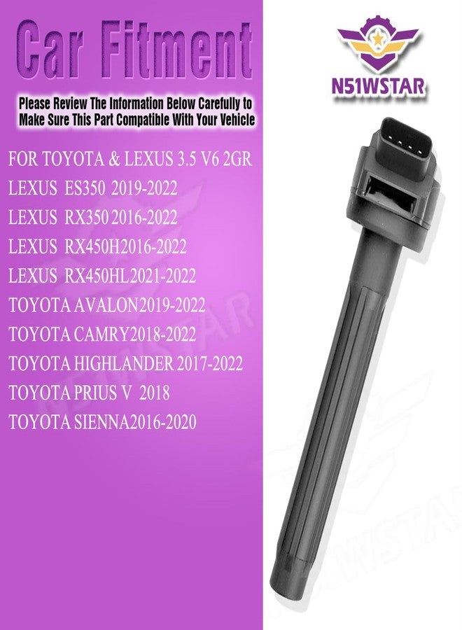 N51WSTAR مجموعة ملفات إشعال N51WSTAR (قطعة واحدة) متوافقة مع سيارات لكزس ES350، RX350، RX450H، RX450HL، تويوتا أفالون، كامري، هايلاندر، بريوس V، سيينا 3.5 لتر 2GR. إصدار جديد بديل لـ UF828 90919-02280 90919-A2013 - Image 5