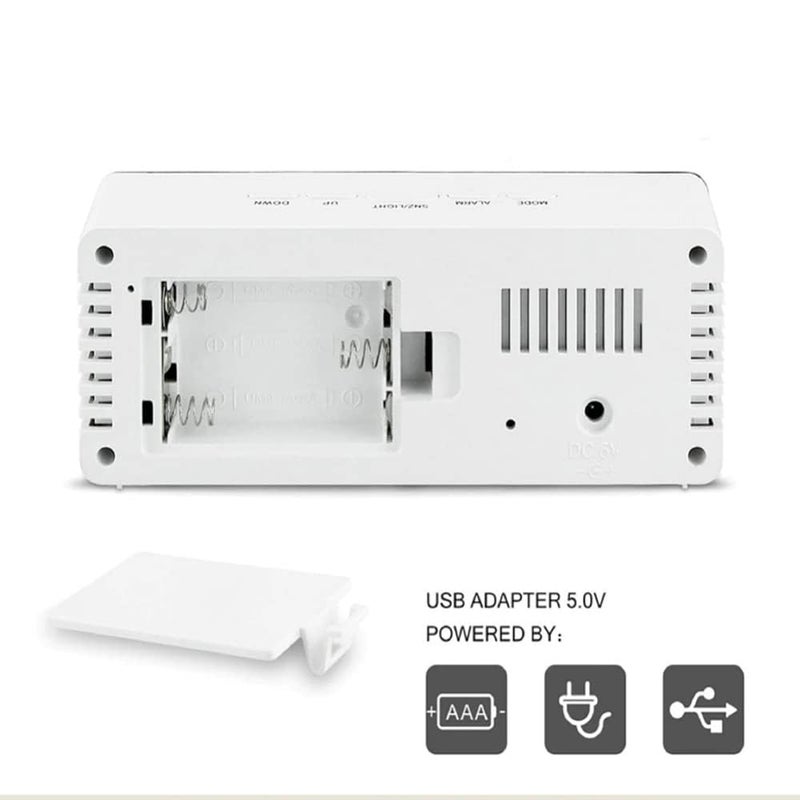 Hasruna Enterprise Alarm Clock Battery USB Powered Acrylonitrile Butadiene StyreneAbs Digital Mirror Led Display Travel Clock with Snooze Time Temperature Function for Home Kids Bedroom - Image 5