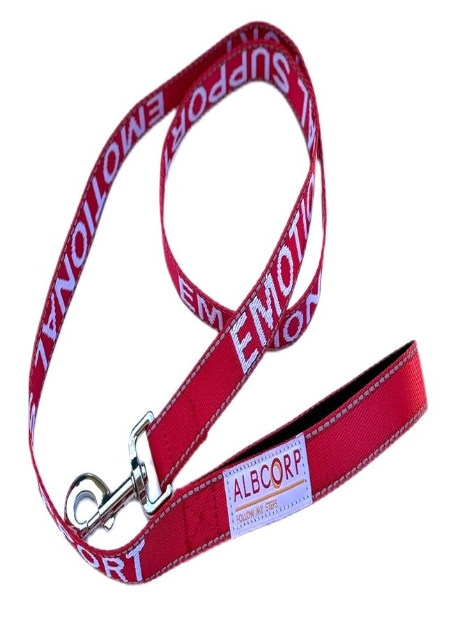 ALBCORP طوق دعم عاطفي للكلاب من ألبكورب، 4 أقدام × 1 بوصة - طوق عاكس للضوء مع حروف مطرزة للدعم العاطفي، مصنوع من النايلون المتين، ومقبض مبطن من النيوبرين، (أحمر، دعم عاطفي) - Image 4