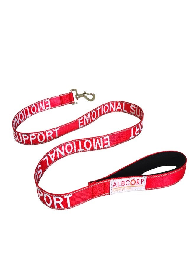 ALBCORP طوق دعم عاطفي للكلاب من ألبكورب، 4 أقدام × 1 بوصة - طوق عاكس للضوء مع حروف مطرزة للدعم العاطفي، مصنوع من النايلون المتين، ومقبض مبطن من النيوبرين، (أحمر، دعم عاطفي) - Image 2