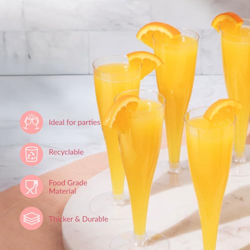 Prestee 100 Pack Clear Plastic Champagne Flutes - 4.5 oz Durable Disposable Champagne Glasses for Parties, Weddings, Toasting and Large Celebrations - Elegant Wine Glasses Stemware for Easy Cleanup - Image 5