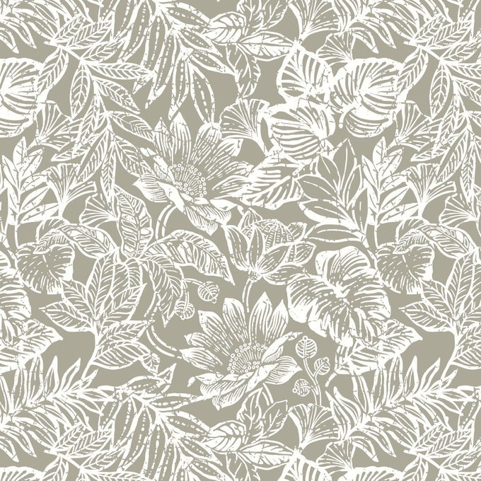 PEEL AND STICK WALLPAPER FLORAL WALL PAPER REMOVABLE SELF ADHESIVE VINTAGE CONTACT PAPER CREAM AND WHITE TROPICAL LEAF BEDROOM BATHROOM KITCHEN DECORAL PAPEL TAPIZ PARA PARED 173787