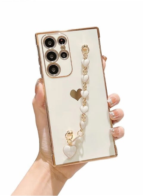 Phone Case For Samsung Galaxy S22 Ultra 6.8 Inch, Love Wrist Bracelet Cute Girl Phone Case Soft Cushioning Silicone Shockproof Band Phone Case For Galaxy S22 Ultra 6.8 Inch White