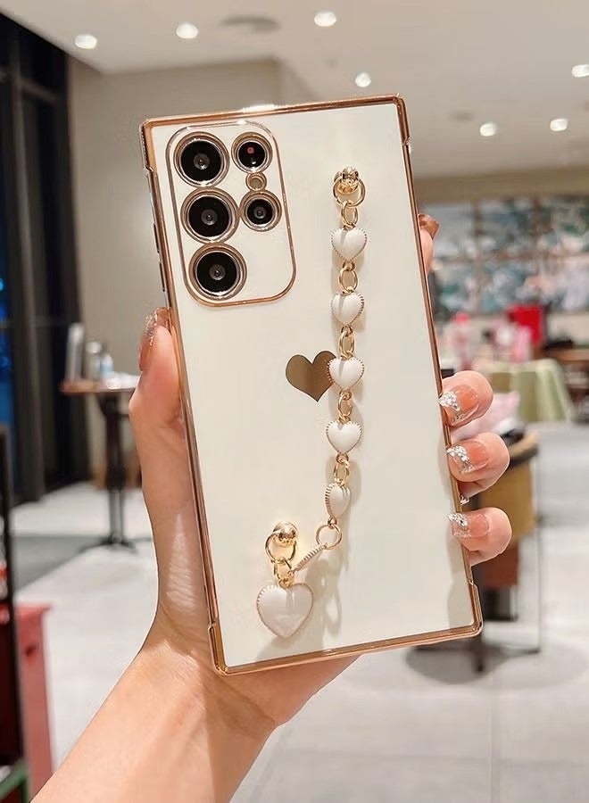 Phone Case For Samsung Galaxy S22 Ultra 6.8 Inch, Love Wrist Bracelet Cute Girl Phone Case Soft Cushioning Silicone Shockproof Band Phone Case For Galaxy S22 Ultra 6.8 Inch White  - Image 2
