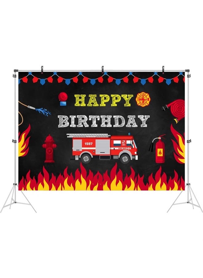 Ticuenicoa Fireman Birthday Backdrop for Boys Firefighter Happy Birthday Background 5X3ft Firetruck Birthday Party Backdrops for Kids Fire Truck Cake Table Decorations Boy Birthday Photo Backdrop Studio Props 