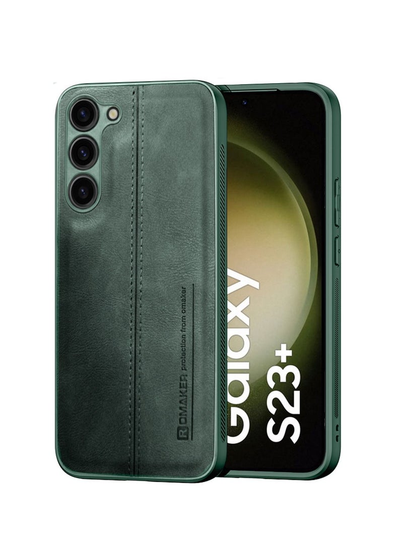 OMAKER Luxury PU Leather Shockproof Case Cover For Samsung Galaxy S23+ / S23 Plus 5G 2023 Dark Green  - Image 1