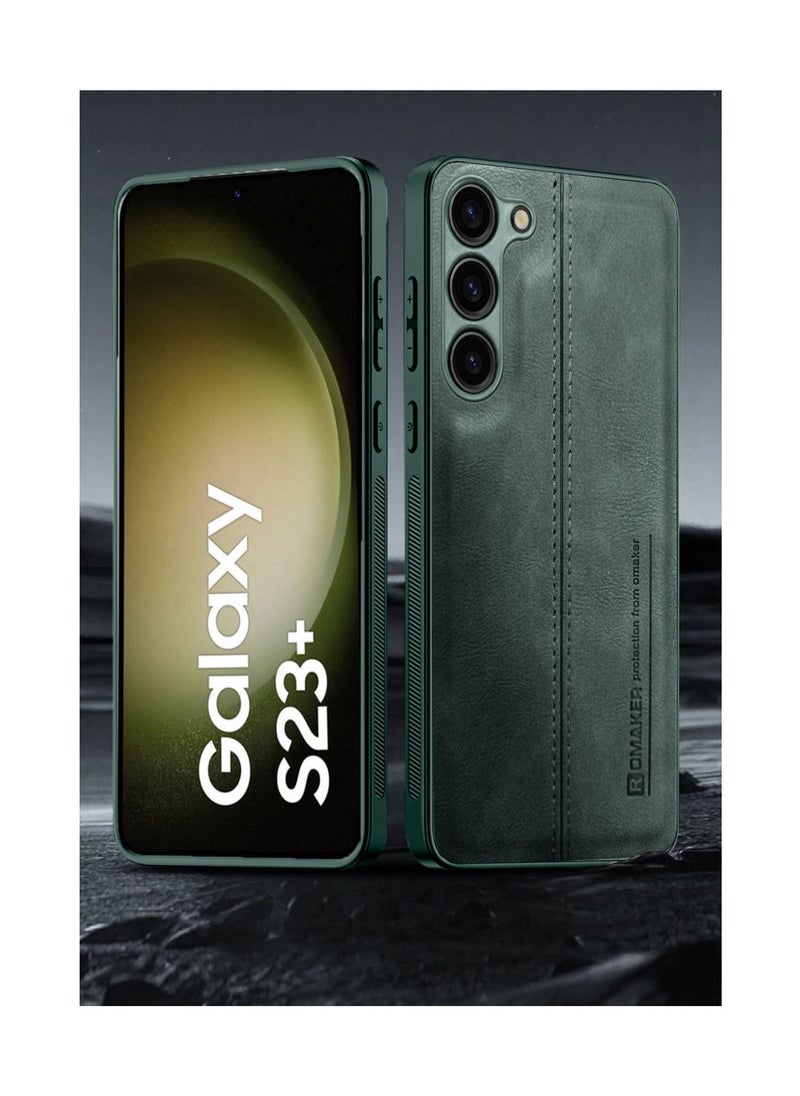 OMAKER Luxury PU Leather Shockproof Case Cover For Samsung Galaxy S23+ / S23 Plus 5G 2023 Dark Green  - Image 2