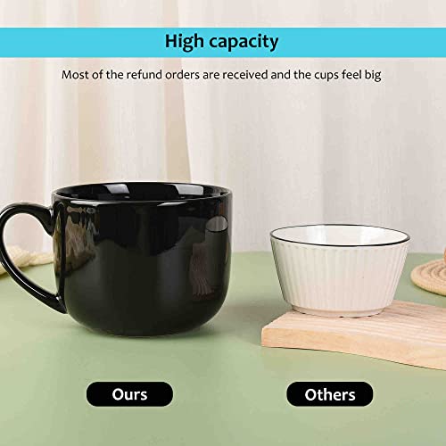 CAILIDE 50oz lagrge Ceramic Soup Mug with Handles for Coffee, Tea, Ice Cream, Cereal (Black) - Image 4