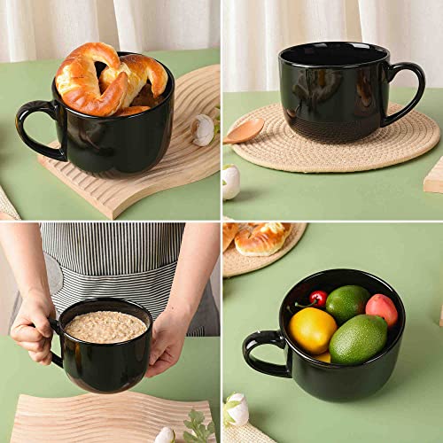 CAILIDE 50oz lagrge Ceramic Soup Mug with Handles for Coffee, Tea, Ice Cream, Cereal (Black) - Image 3