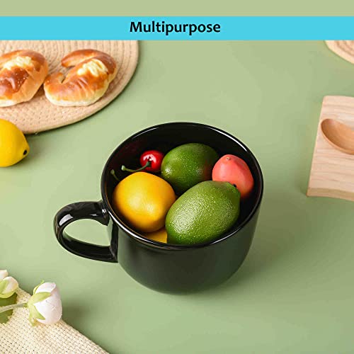 CAILIDE 50oz lagrge Ceramic Soup Mug with Handles for Coffee, Tea, Ice Cream, Cereal (Black) - Image 5