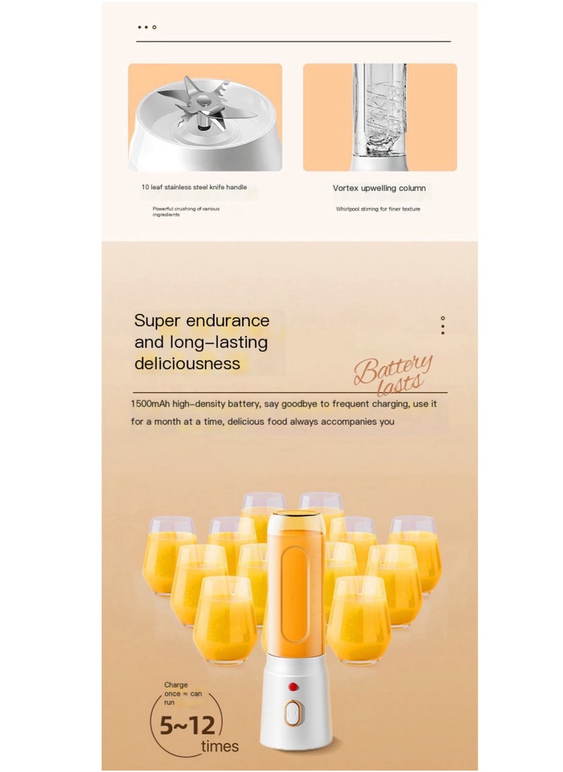 Generic - Portable Blender One-Touch Button Smoothie Maker with 450ML, BPA-Free Sports Bottle with Travel Lid, Long-Lasting 1500mAh battery - Image 1