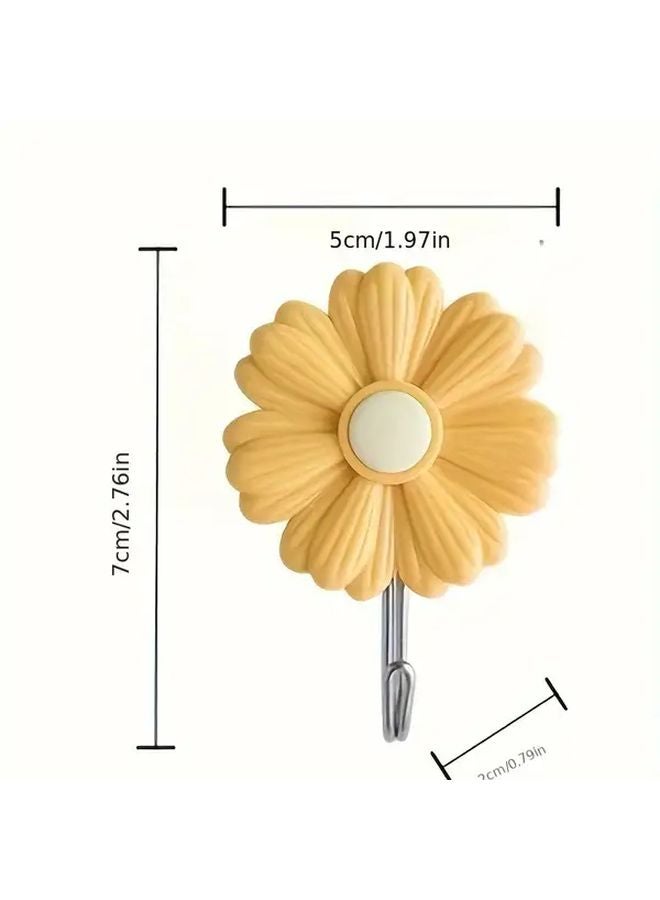 خطاف حائط عالي التحمل على شكل زهرة صفراء، بدون حفر، من البلاستيك متعدد الاستخدامات - Image 4