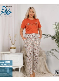 Star Tex Women's 2 Piece Pajama Set T-Shirt Pants Elegant Cotton Pajama Set  - Image 2