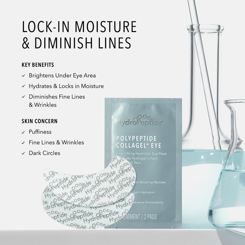 HydroPeptide PolyPeptide Collagel Eye Masks, Line-Lifting Hydrogel Under Eye Patch, Firmer Appearance & Hydration & Dark Circles, 8 Treatments - Image 2