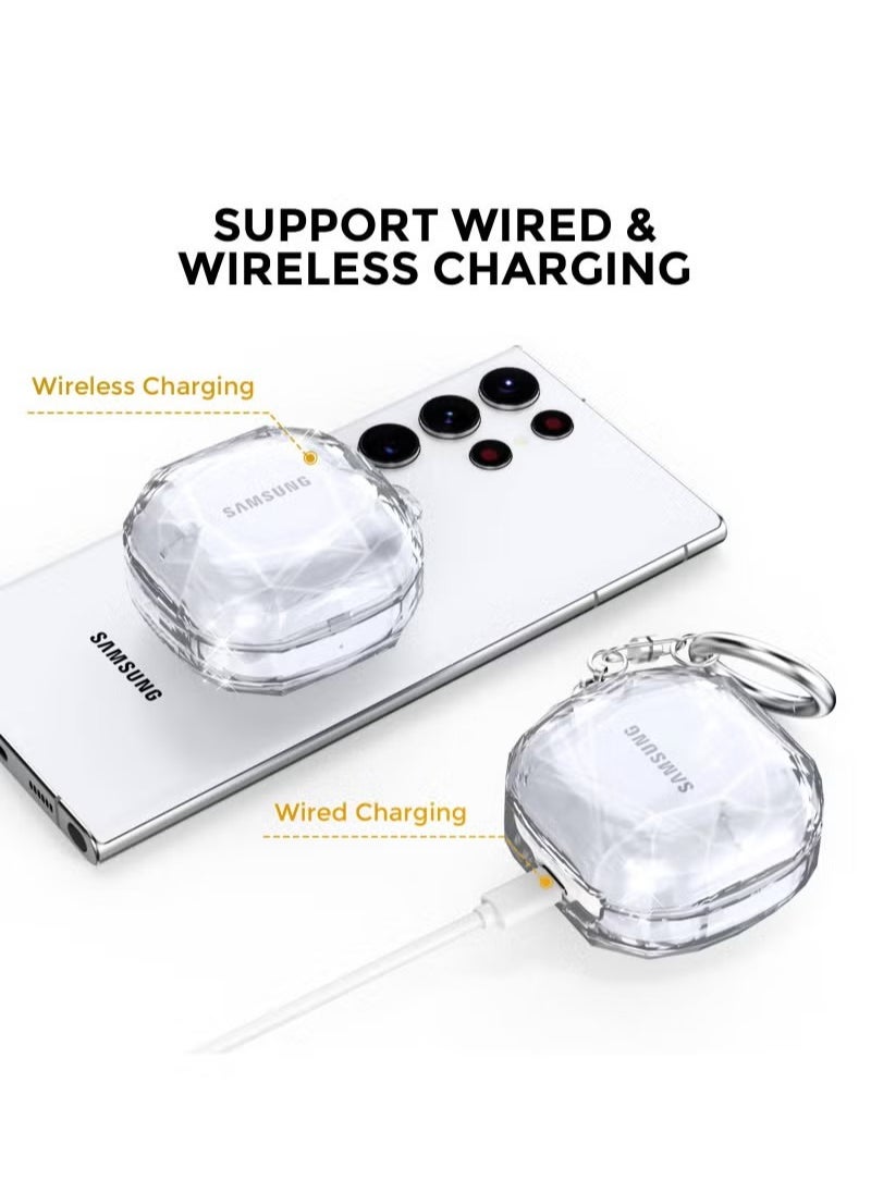 Generic - For Samsung Galaxy Buds FE Case 2023 | Galaxy Buds 2 Pro Case 2022 | Galaxy Buds 2 Case 2021 | Galaxy Buds Pro Case 2021 | Galaxy Buds Live 2020 Hard PC Shockproof Protective Cover with Keychain - Image 1