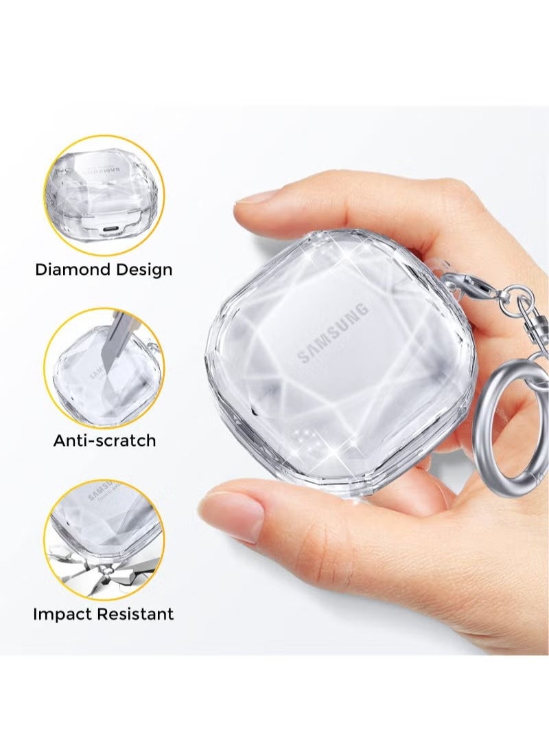 Generic - For Samsung Galaxy Buds FE Case 2023 | Galaxy Buds 2 Pro Case 2022 | Galaxy Buds 2 Case 2021 | Galaxy Buds Pro Case 2021 | Galaxy Buds Live 2020 Hard PC Shockproof Protective Cover with Keychain - Image 1
