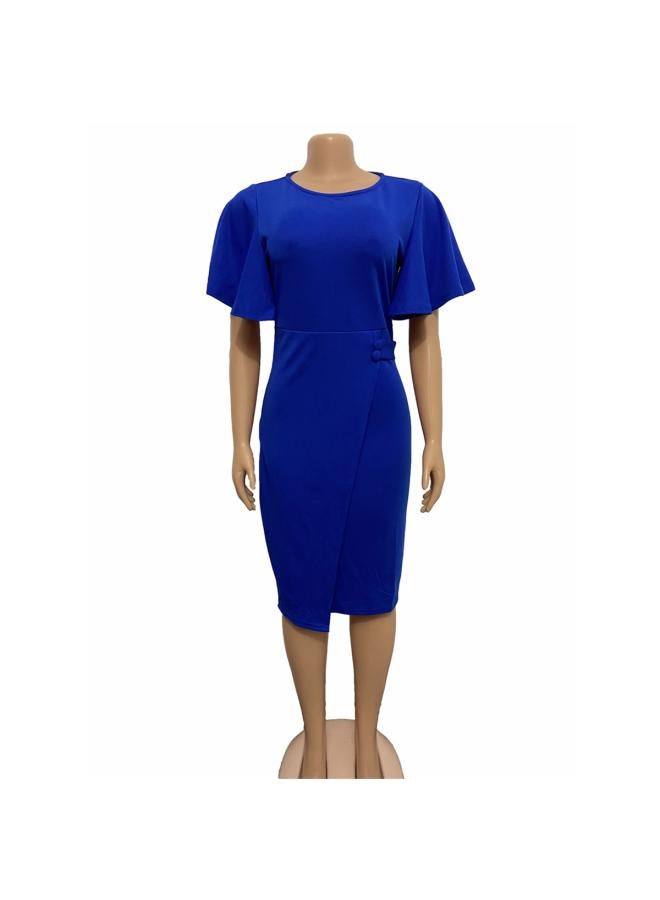 Women's Clothing Europe And The United States Independent Station Spring And Summer Lotus Leaf Sleeve Split Tight Hip Ol Bandage Professional Dress 