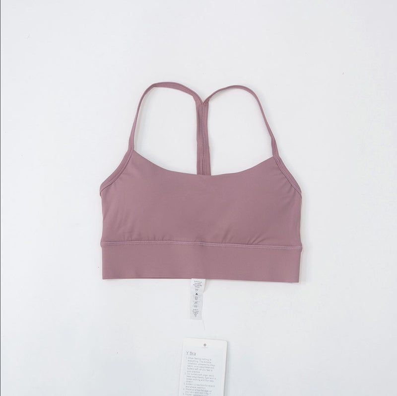 Generic Yoga Clothing Y Bra Womens Sports and Fitness Underwear Double-Sided Branding Tight Thin Belt Beauty Back Sling Bra Vest Lotus root powder (021) y bra 