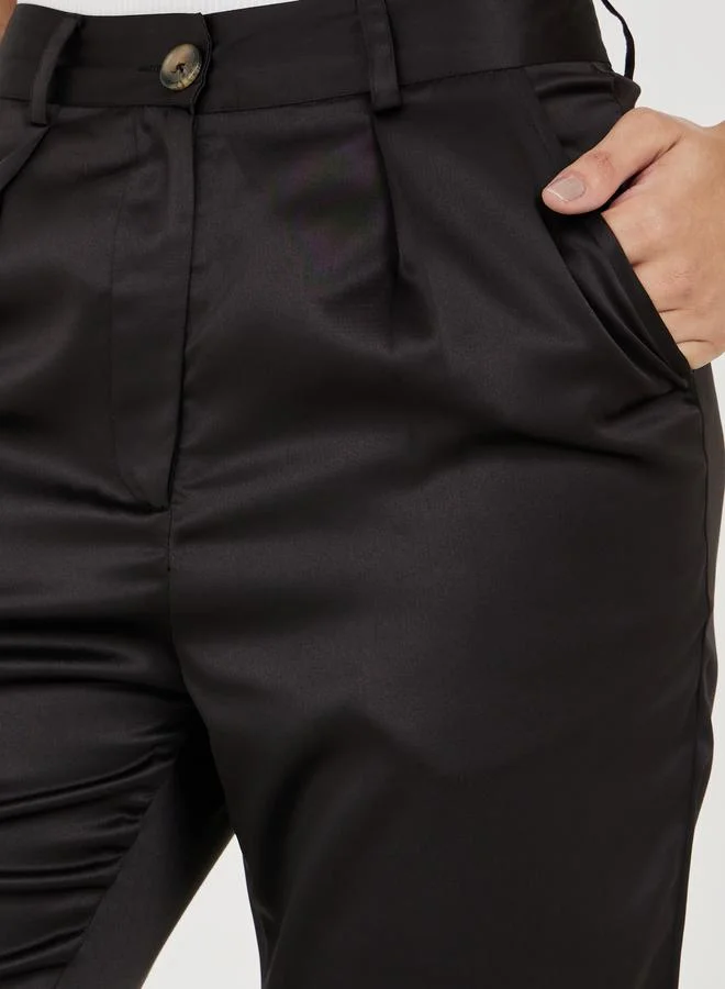 Styli Satin High Rise Ankle Length Tapered Pants